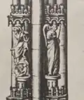 Gravure de la statue de Jésus et d'un ange.