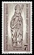 Timbre des postes fédérales (1955) commémorant les 25 ans du diocèse de Berlin