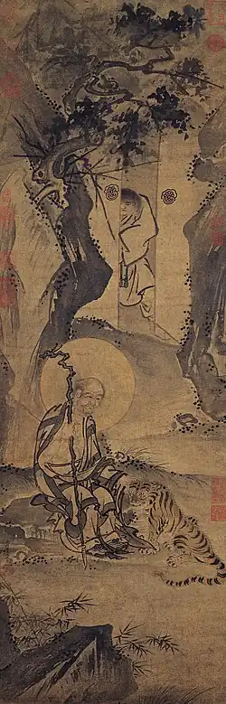 Ascète avec un tigre, Dai Jin. MNP, Taipei.