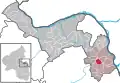 Localisation de Dalheim dans la Verbandsgemeide et dans l'arrondissement
