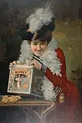 Dame au chapeau à plumes, Antoine Auguste Thivet, vers 1900.