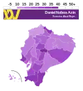Résultats de Daniel Noboa par province au 1er tour