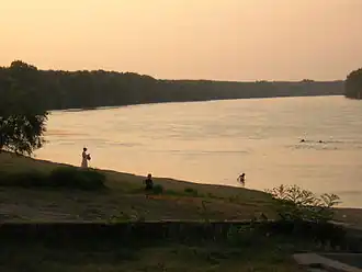 Le bras du Danube entre la berge bulgare et l'Ile de Bélén.