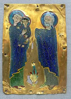Présentation du Christ, byzantin, émail à cellules d'or , 1150