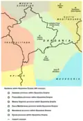 La région au VIe&nbsp;siècle par rapport aux frontières des pays contemporains