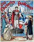 Illustration pour la couverture d'un cahier d'écolier, vers 1900.