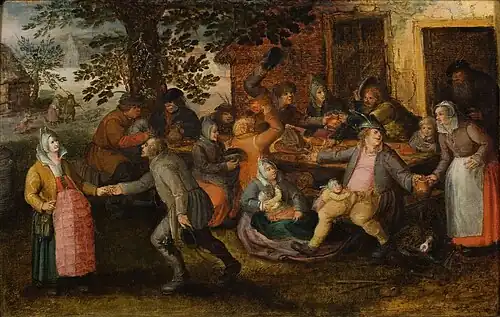 Paysans dans une auberge (vers 1600)Rijksmuseum Twenthe (en), Enschede.