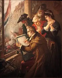 Le Peintre David dessinant Marie-Antoinette conduite au supplice par Jean-Emmanuel Van den Bussche (1900 - Musée de la Révolution française)