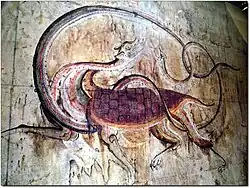 Tortue noire du Nord / Guerrier Noir. Peinture murale, copie. Trois tombes de Kangso, ici Gangseo Daemyo. Corée du Nord