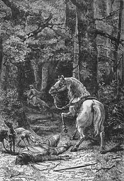 Lithographie représentant la mort de Guillaume le Roux.