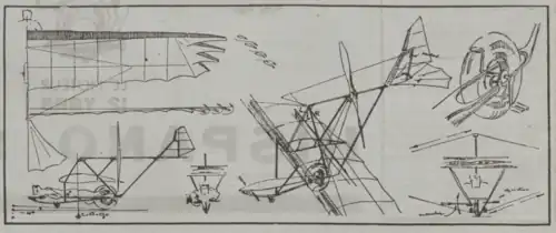 Étude du vol humain par Michel Minéo - Les Ailes, n° 653, décembre 1933.