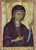 Icône déisis de la Vierge Marie, Tver, première moitié du XVe&nbsp;siècle, musée central de culture ancienne Andreï Roublev. (ЦМиАР), inv.. № КП 441.