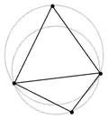 Le basculement d'arête produit une triangulation de Delaunay : les cercles circonscrits sont vides.