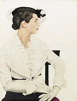Delfina Boutet de Monvel portant un ensemble de Pierre Piguet (1936), huile sur toile, localisation inconnue.