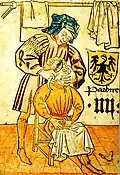 Barbier sur le jeu de cartes Hofämterspiel, XVe s.