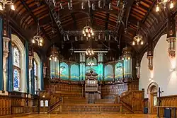 Intérieur du Guildhall de Londonderry en Irlande du Nord, siège du conseil du district de Derry City and Strabane. Les grandes orgues datent de 1914.