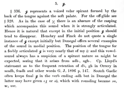 Description de ꬶ dans A dialect of Donegal, 1906.