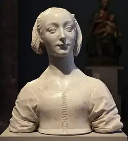 Buste de Marietta Strozzi. Marbre de Carrare, H. 52,8 cm., env. 1462. Musée de Bode, Berlin