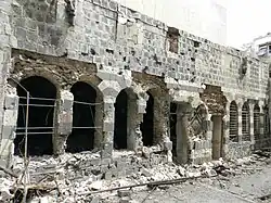 Destructions dans la zone de Bab Dreeb à Homs (photo 5 avril 2012)