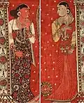 Détails d'une tapisserie en coton du XVIIe&nbsp;siècle. Région de Madurai. Musée royal de l'Ontario, Canada.