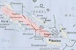 Carte du détroit de Nouvelle-Géorgie.