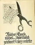 Parution en 1917: Soyez utiles pour vous, soyez utiles à votre patrie, souscrivez à l'emprunt de guerre.