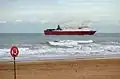 Panneau indiquant que la baignade est interdite (ici à l'entrée du port d'Ostende).