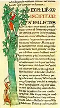 Page des Morales sur Job de Cîteaux :  moine coupant un arbre (BM Dijon, ms. 173, f. 41r)