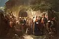 Sortie de la messe dans un village près de Santiago (1862).