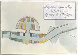 plan du port en demi-lune à Boulogne pour la flottille