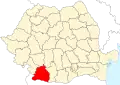 Map of Romania highlighting Dolj County