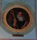 Dom Biron sous les traits de Saint Benoît, dans l'église de Dieulivol. Peinture de Giovanni Masutti.