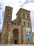Affiche du 97e&nbsp;Katholikentag allemand sur la cathédrale d'Osnabrück, en 2008