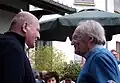 Les journalistes Dominique Jamet et Philippe Tesson à Paris en 2016.