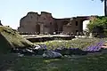 Emplacement du temple de Minerve, sur la plateforme au bout du petit pont, au milieu de la Domus Augustana.