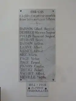 Église, plaque 1914-1918.