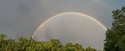 Paysage montrant deux arcs-en-ciel imbriqués