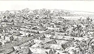 Benin City dessinée par un officier britannique (1897).