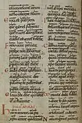 Extrait de A solis ortus accompagnée d'annotations, Durham, XIe siècle