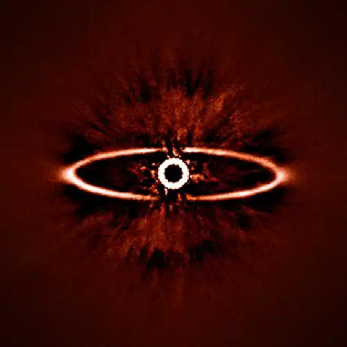 Disque de débris de l'étoile HR 4796A vu en infrarouge par l'instrument SPHERE du VLT à l'ESO.