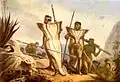 Famille de Botocudos en marche, 1834, par Jean-Baptiste Debret.
