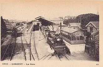 Intérieur de la gare, au début du XXe&nbsp;siècle.