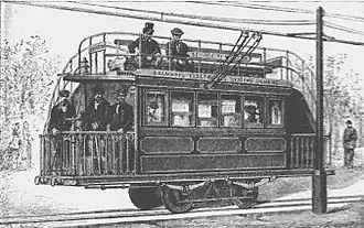 1re expérience de véhicule sous caténaire à Paris en 1881