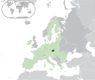 Localisation de la Moravie dans l'Union européenne.