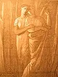 Deux femmes dessinées à l'antique, dans une forêt.