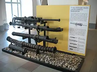 Pierriers à boîte, XVe – XVIe&nbsp;siècle, musée de l'armée de Stockholm.