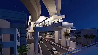 Rendu 3D de la station East CTA.
