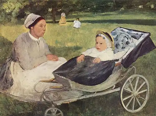 Portrait d'Henri Valpinçon enfant avec gouvernante, 1870, huile sur bois, 30&nbsp;×&nbsp;40&nbsp;cm, coll. part.