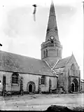 Église Notre-Dame-de-Joie : clocher et partie latérale (Camille Enlart, début XXe siècle).