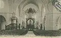 Liffré ː l'église paroissiale au début du XXe siècle, vue intérieure d'ensemble (style néoroman, carte postale).